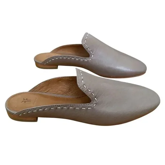 Frye Gwen Pickstitch Mules Slide Size 7.5 Gray New - Picture 1 of 8